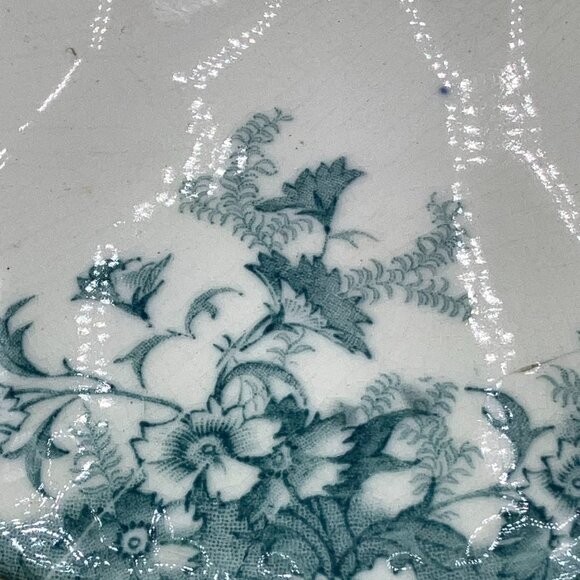 ANTIQUE New Wharf Pottery Covered Vegetable Dish Transfer Ware 1878-1894 - Picture 3 of 13